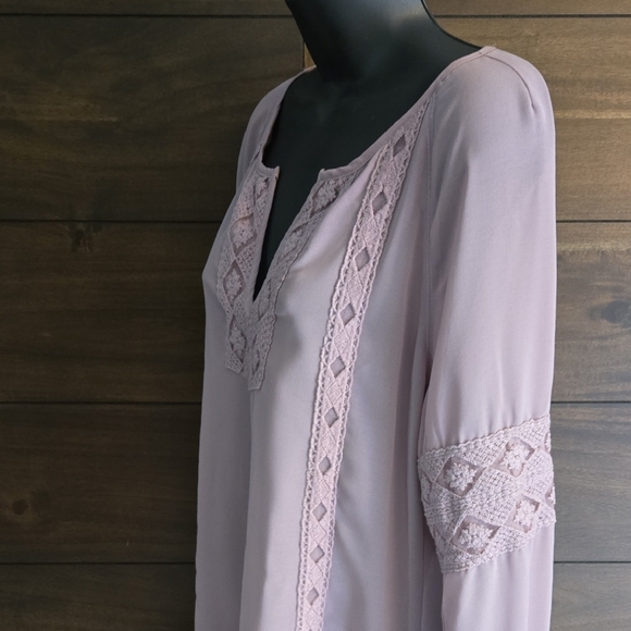 BKE Size M Purple Embroidered Blouse Tunic - Picture 5 of 9